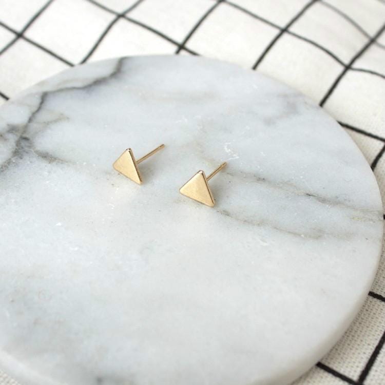 3 Pairs Geometric Triangle Bling Stud Earrings for Women Gifts Jewelry (Gold)