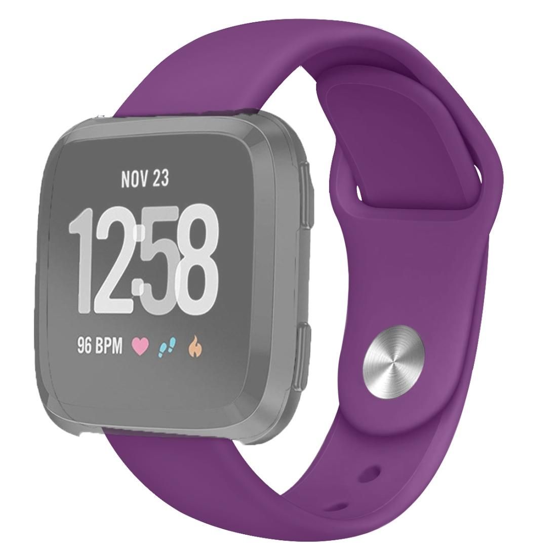 For Fitbit Versa 2 / Fitbit Versa / Fitbit Versa Lite Solid Color Silicone Replacement Strap Watchband, Size:S (Purple)