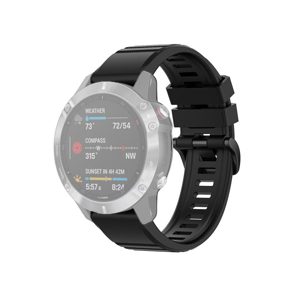 For Garmin Fenix 6 22mm Quick Release Official Texture Wrist Strap Watchband with Plastic Button (Black)