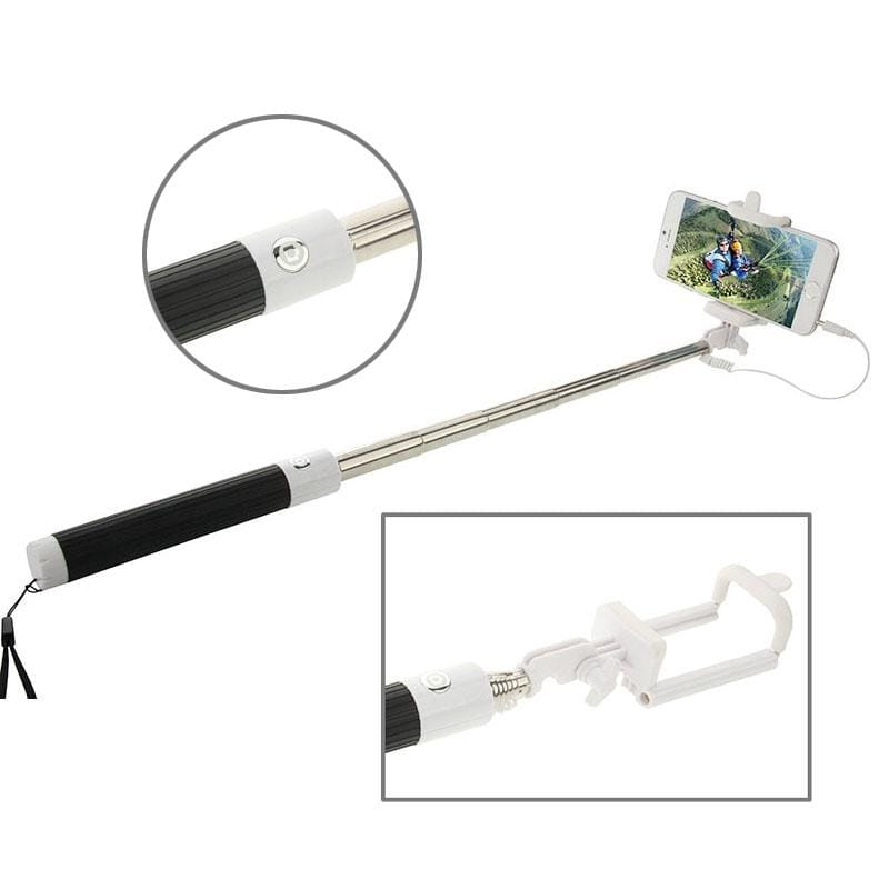 Multifunction Wire Controlled Selfie Stick Monopod Extendable Handheld Holder for IOS & Android Phone, Max Length: 80.5cm (Black)