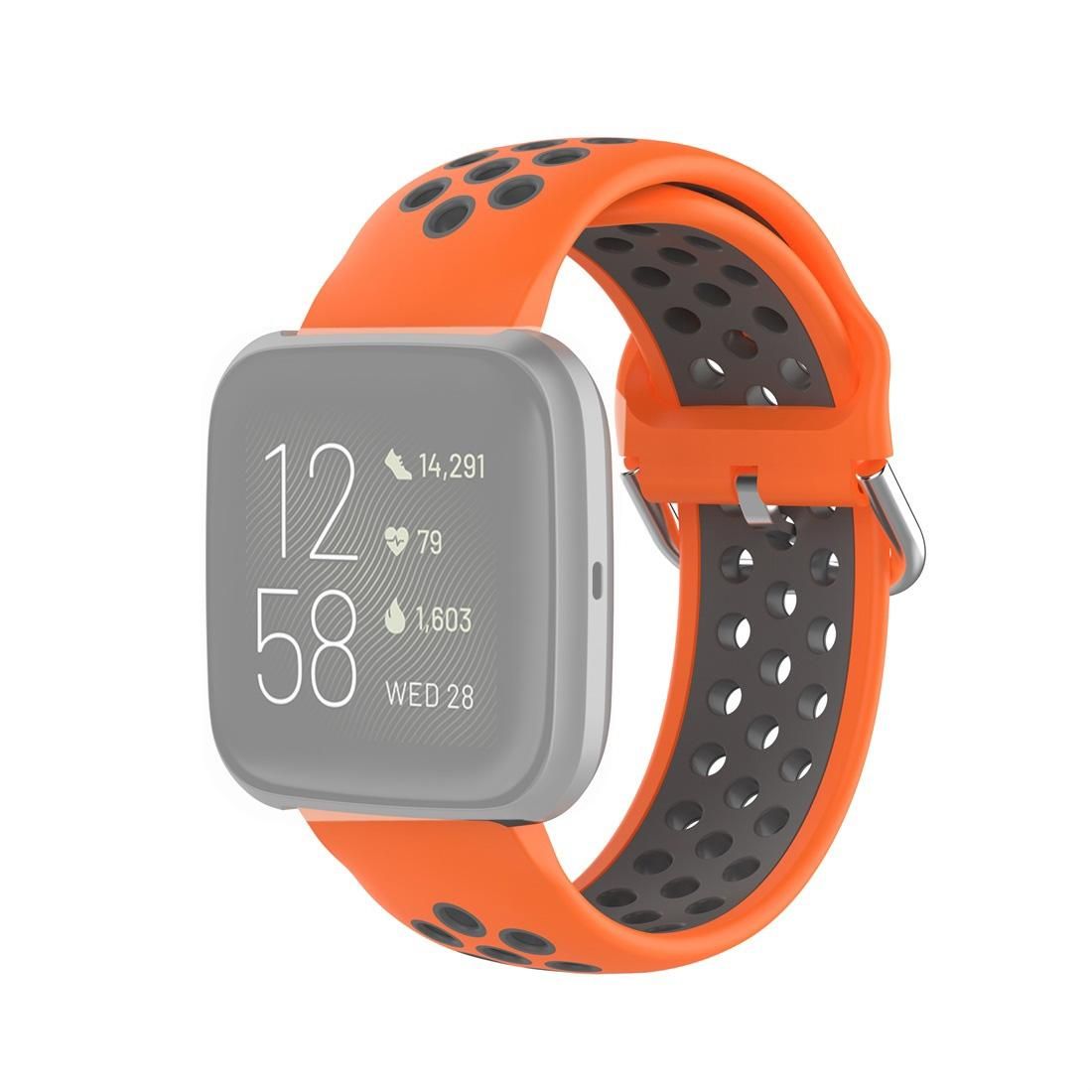 For Fitbit Versa 2 / Versa / Versa Lite 23mm Clasp Two Color Sport Wrist Strap Watchband (Orange + Grey)