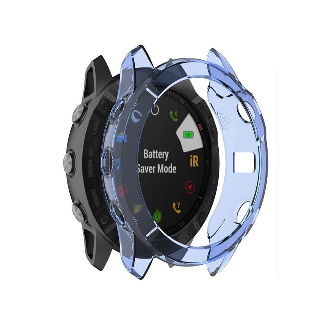 For Garmin Fenix 6X TPU Half Coverage Smart Watch Protevtice Case (Blue)