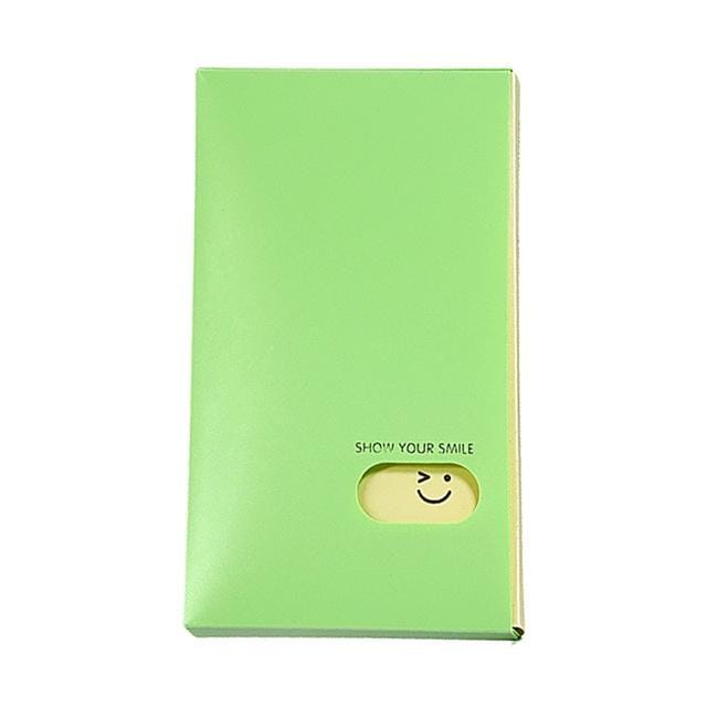 Smiley Face Pattern Portable Business Card Book Card Holder Small Card storage Book Card Sticker Collection Ticket Collection (Green)