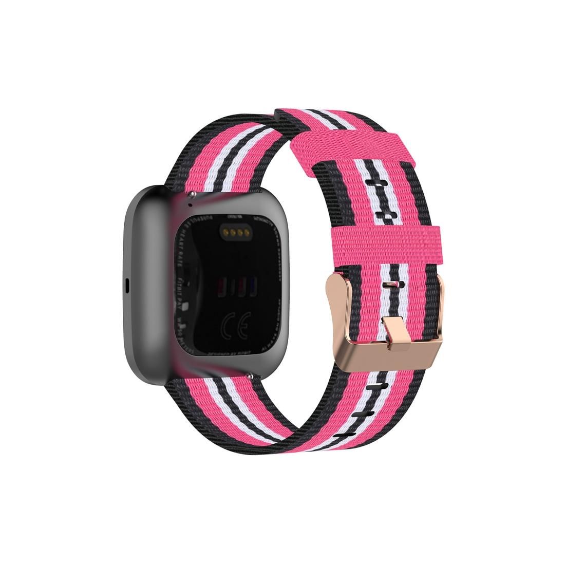 For FITBIT Versa Canvas Watch Strap (Black Peach)