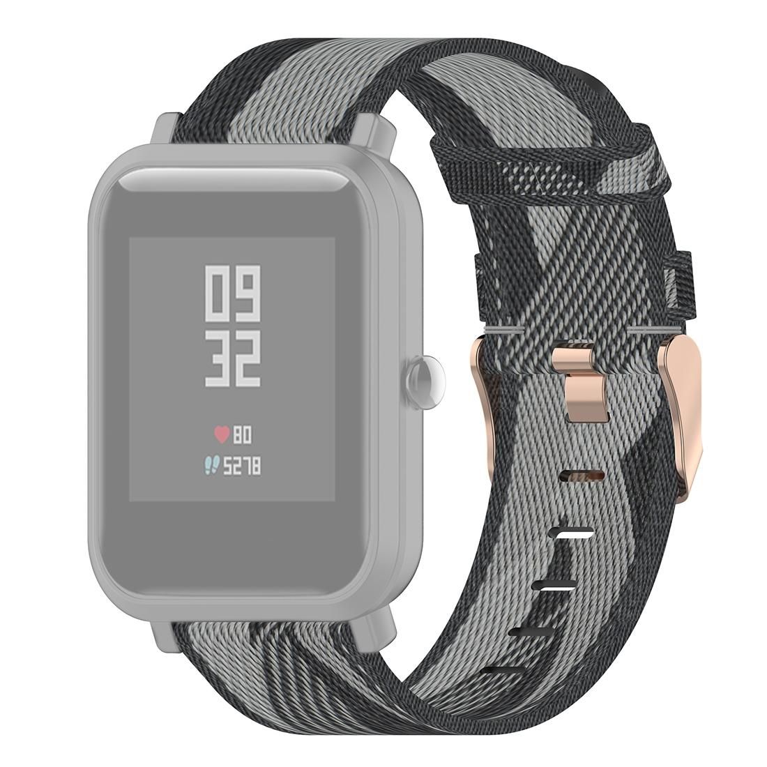 20mm Stripe Weave Nylon Wrist Strap Watch Band for Huami Amazfit GTR 42mm / GTS / BIP / BIP Lite (Grey)