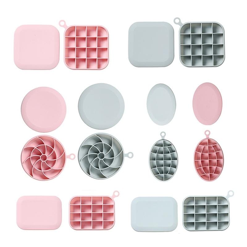 4 PCS Home Creative Geometric Simple Ice Tray Mold with Lid DIY Ice Cube Homemade Box, Style:Square (Pink)