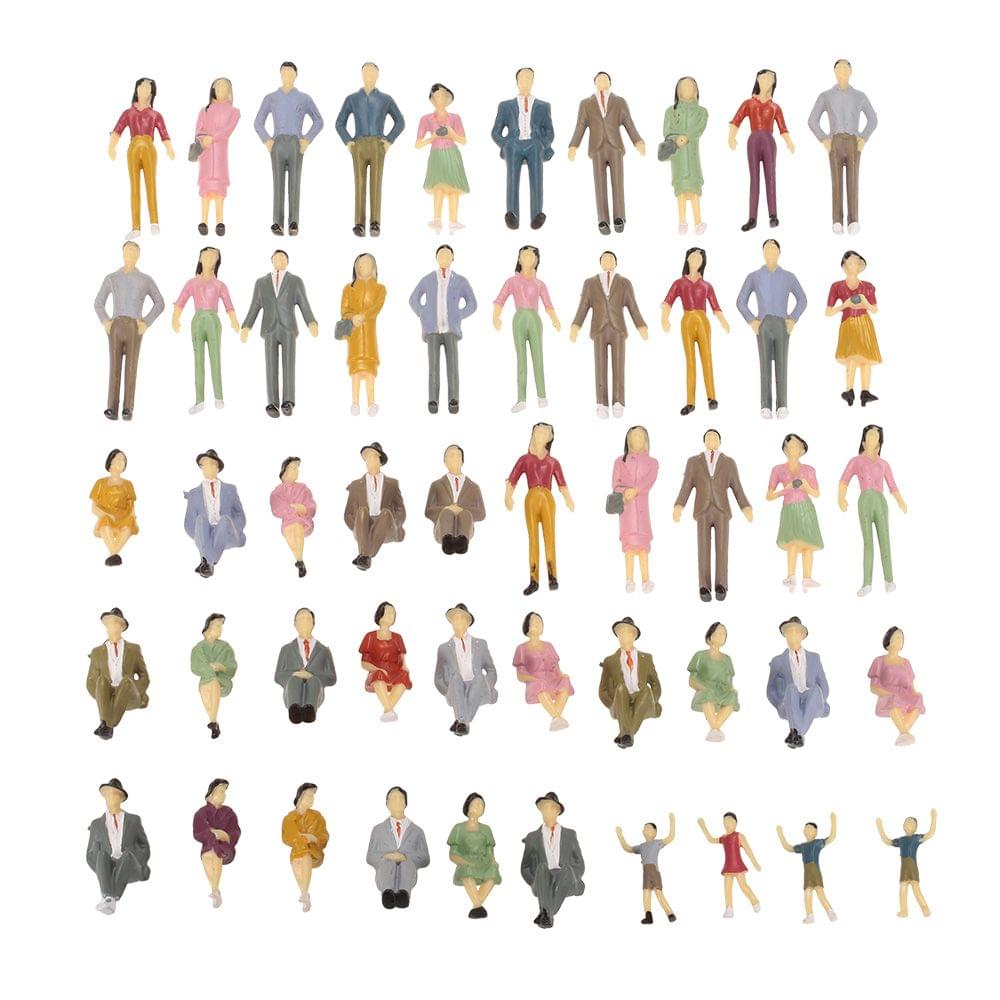 50Pcs 1:30 Scale Painted Model People Train Passengers - type1