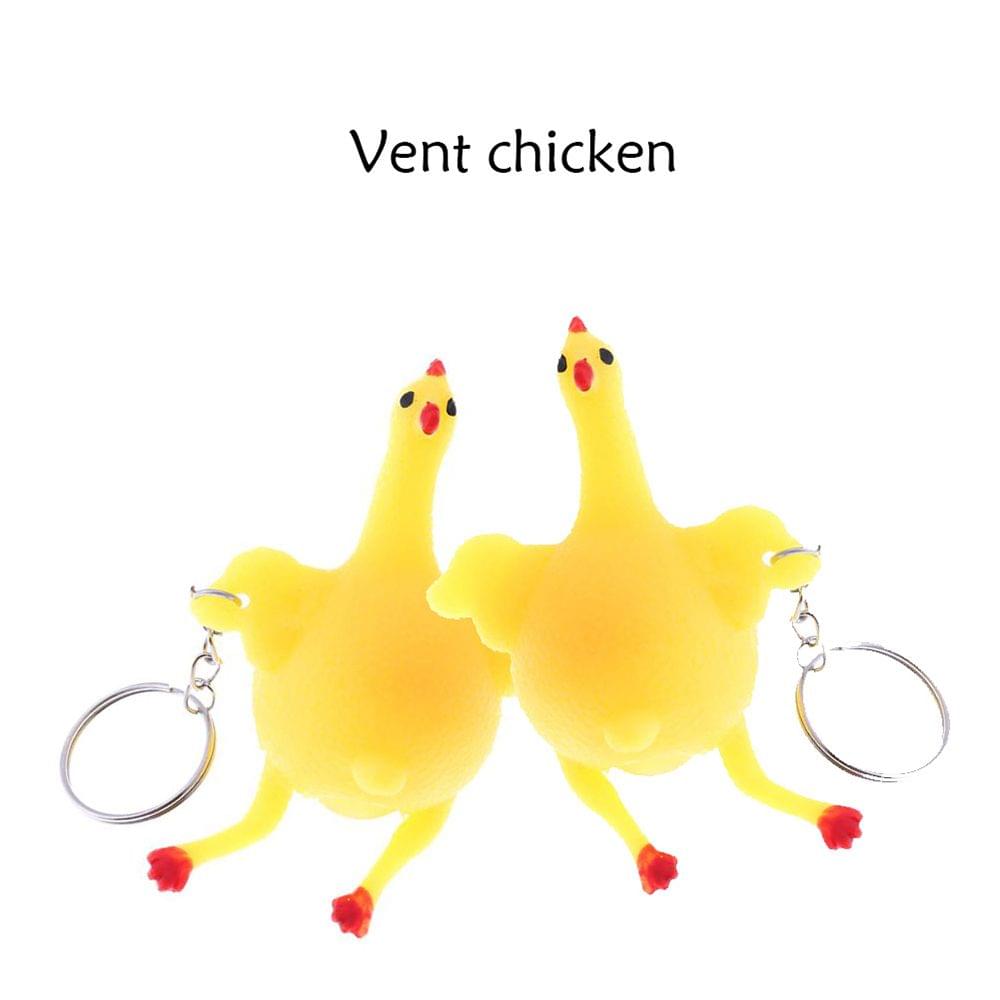 5Pcs Funny Cute Squeeze Chicken Laying Egg Keychains Vent - 5pcs