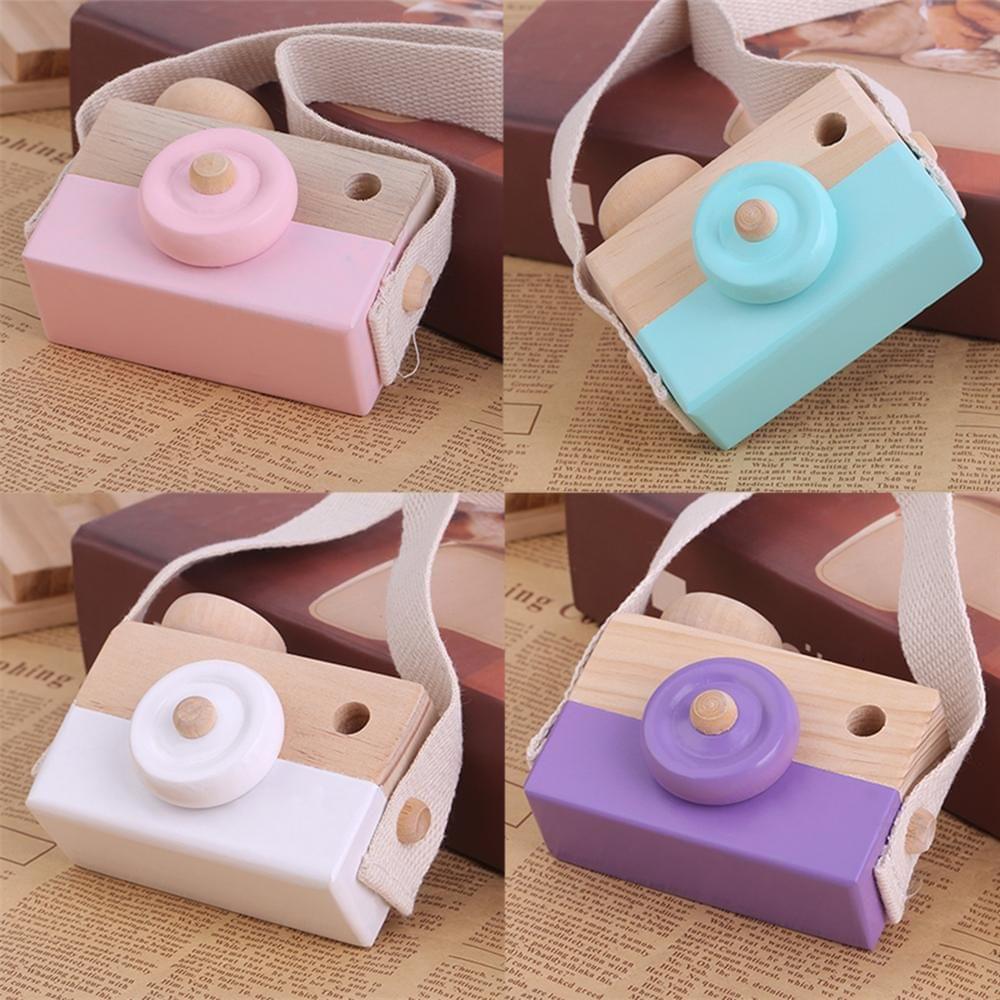 Cute Wooden Toy Camera Kids Girls Boys Creative Neck Camera