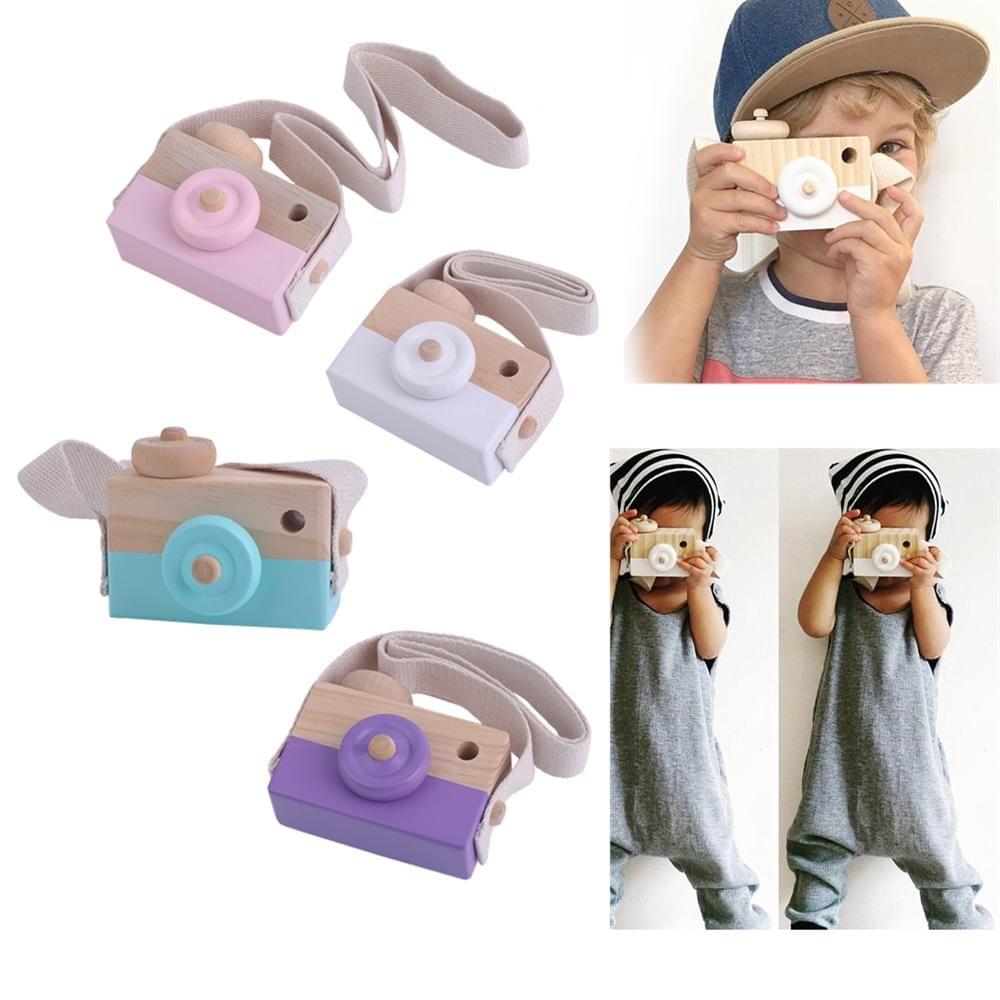 Cute Wooden Toy Camera Kids Girls Boys Creative Neck Camera