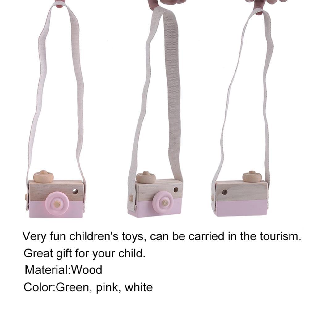 Cute Wooden Toy Camera Kids Girls Boys Creative Neck Camera