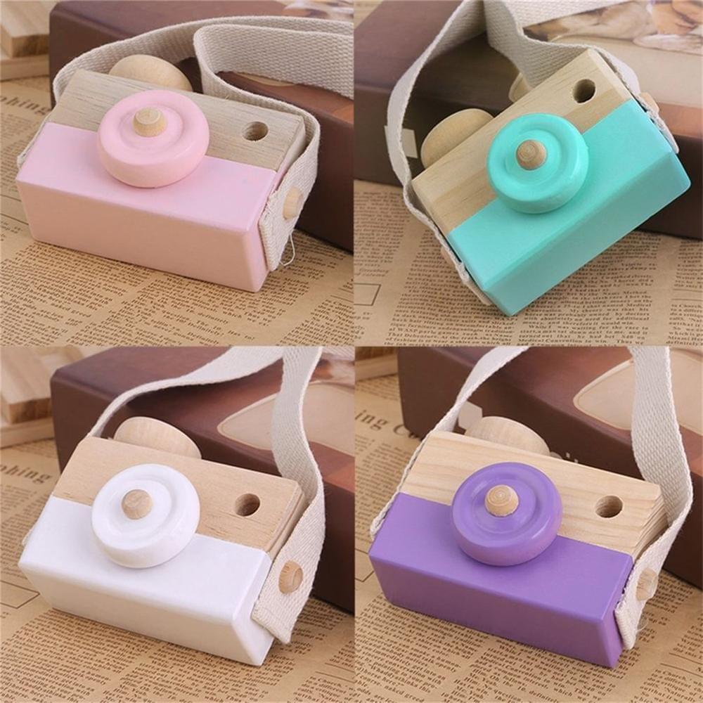 Cute Wooden Toy Camera Kids Girls Boys Creative Neck Camera