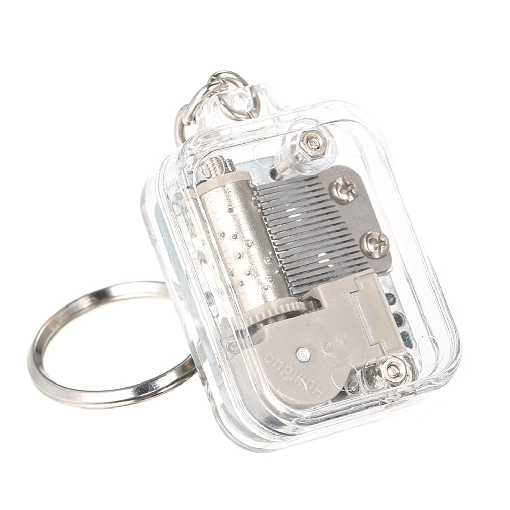 Transparent Clear Hand-operated Movement Music Box Keychain
