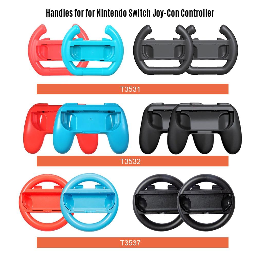 Uniqkart for Nintendo Switch Joy-con Controller 2PCS Steering Wheel - 2pcs Red&Blue