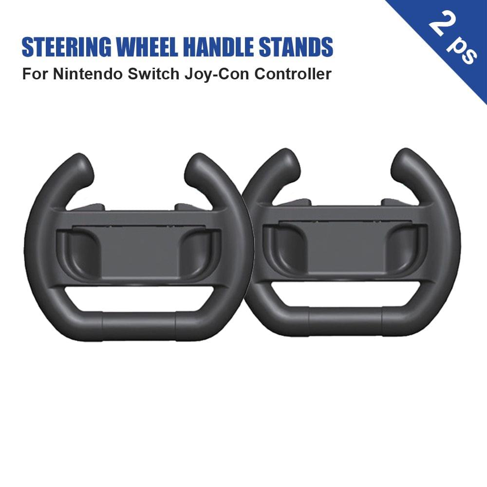 Uniqkart for Nintendo Switch Joy-con Controller 2PCS Steering Wheel - 2pcs Black&Black