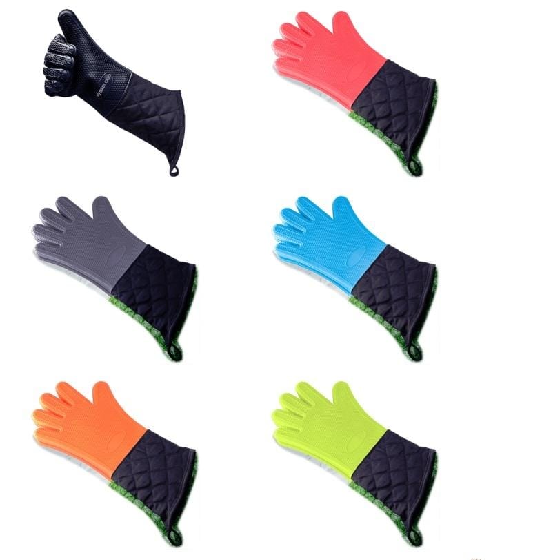 Extended Silicone Non-slip Gloves Resistant To High Temperatures Insulated Microwave Ovens Anti-scalding Gloves Random Color Delivery