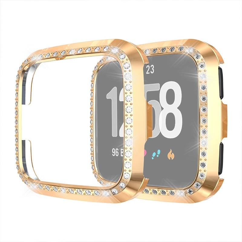 For Fitbit Versa / Versa Lite Universal Smart Watch PC Diamond Protective Case (Champagne Gold)