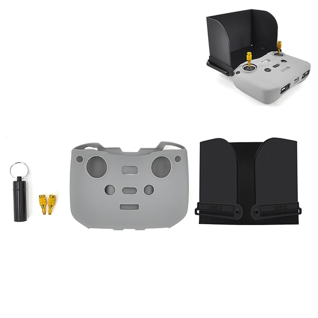 STARTRC For DJI Mavic Air 2 3 In 1 Remote Control Sunshade Metal Joystick Silicone Protective Cover Set (Grey)