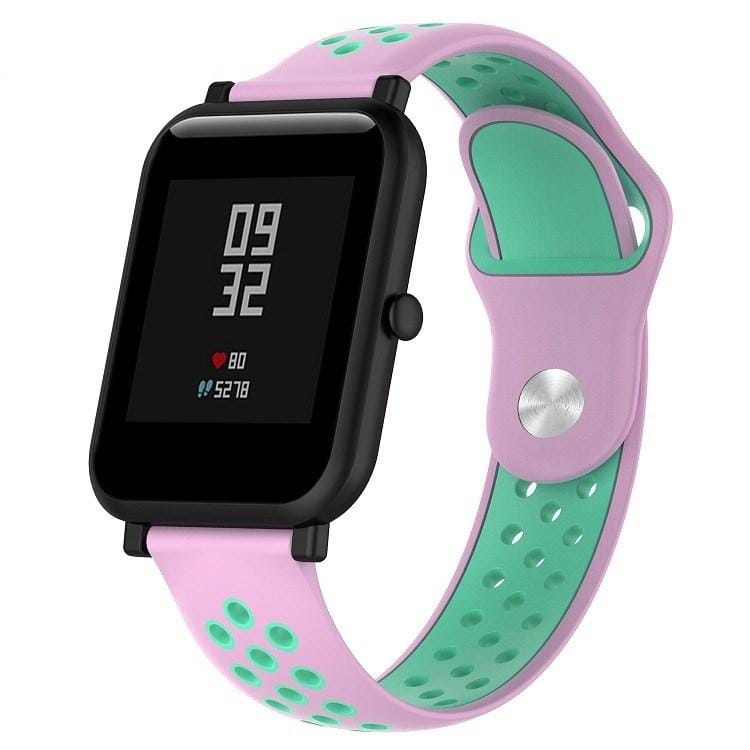 Double Colour Silicone Sport Wrist Strap for Huawei Watch Series 1 18mm (Mint Green + Light Pink)