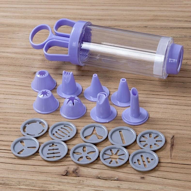 2 PCS Cookie Gun + 8 Mouth + 10 Flower Piece Set Biscuit Mold Squeeze Cream Baking Tool