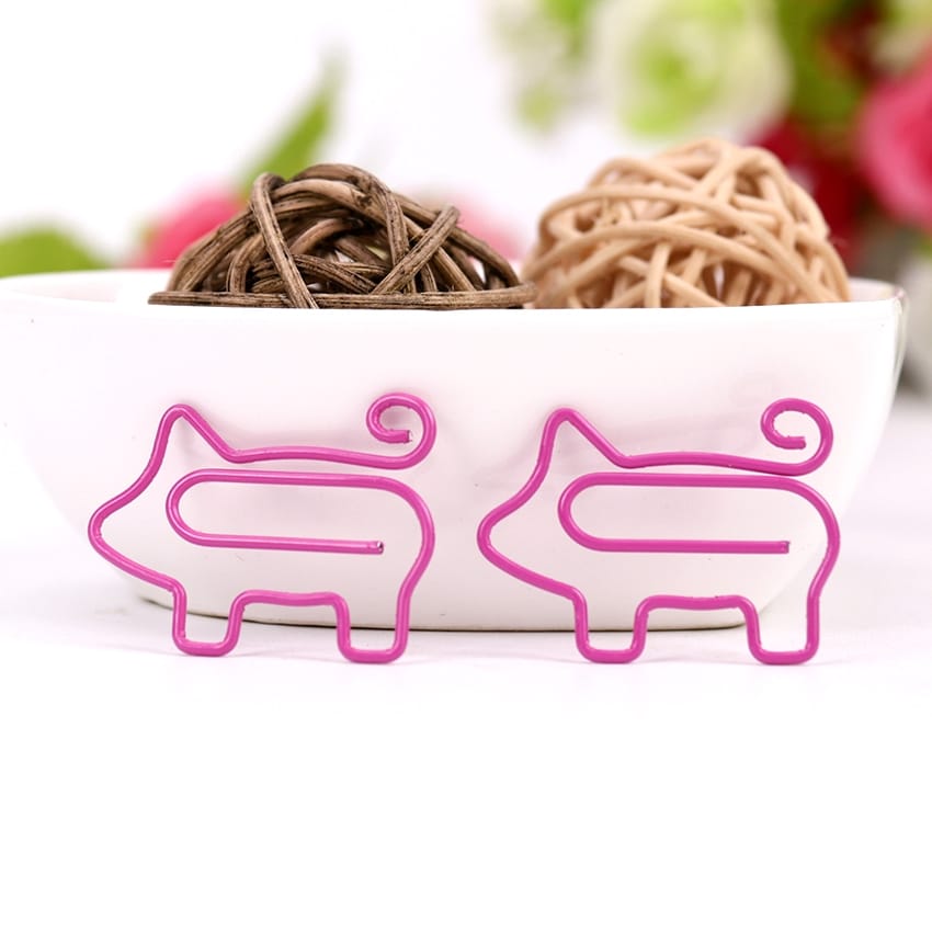 10 PCS Cute Animal Pink Pig Bookmark Paper Clip School Office Supply Metal Gift Stationery