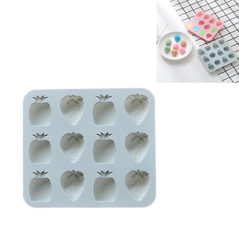 6 PCS Fruit Strawberry Pineapple Silicone Ice Tray Mold Chocolate Candy Baking Mold (Blue)