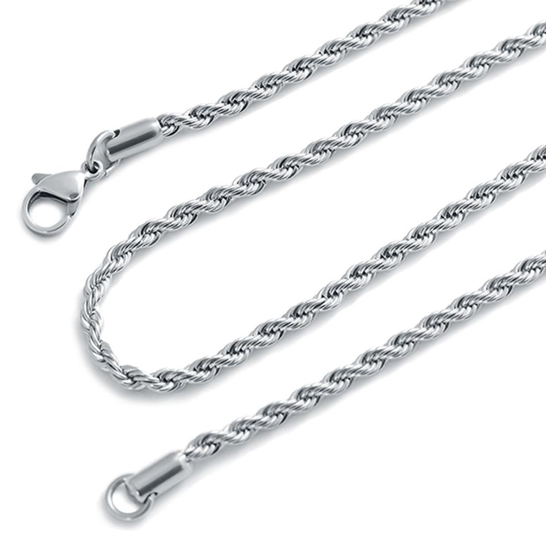 Mens Jewelry Hip Hop Punk 2.5mm Stainless Steel Choker Twist Chain Necklace, Length: 45cm / 18 inch