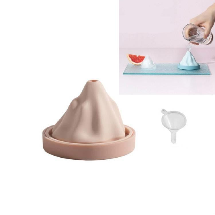 3 PCS Snow Mountain Ice Cube Mould Food Grade Silicone Ice Tray Ice Making Mould with Funnel (Pink)