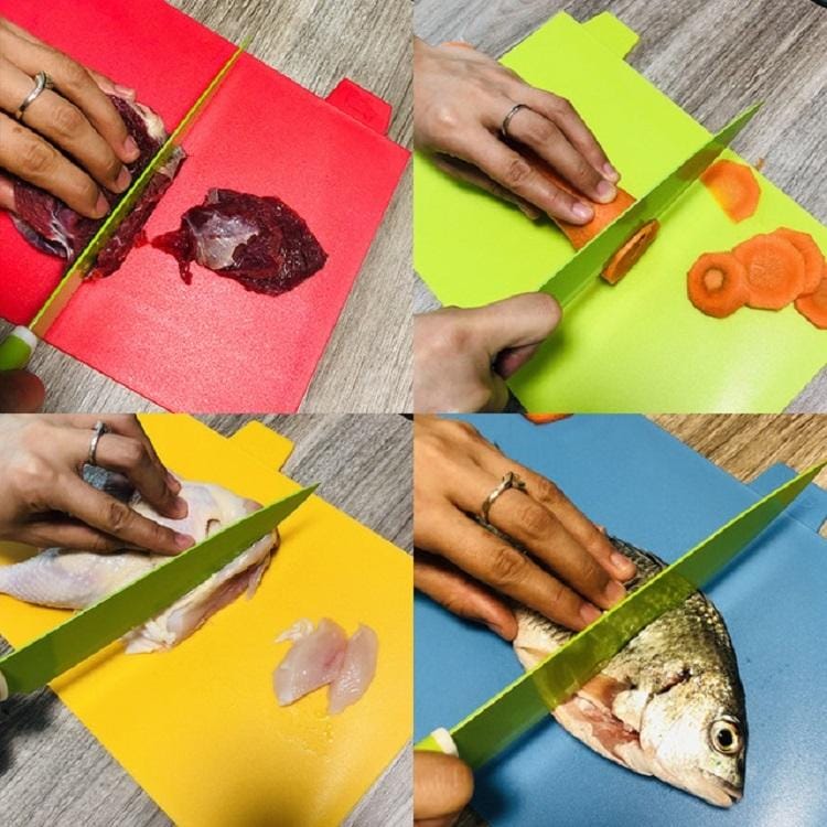 4 in 1 Classified Cutting Board Multifunctional Household Plastic Fruit Cutting Board Set, Style:Square