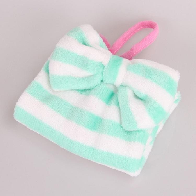 Bow Hanging Coral Fleece Towel Super Absorbent No Hair Loss Cloth