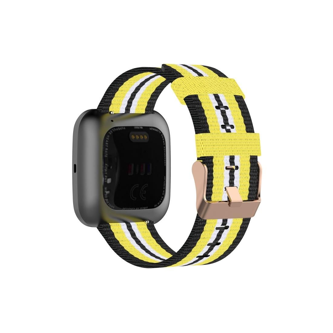 For FITBIT Versa Canvas Watch Strap (Black Yellow)