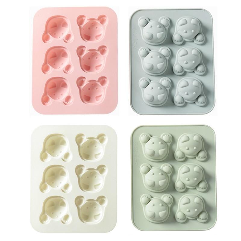 4 PCS Cartoon 6 Grid Kittens Silicone Ice Cube Chocolate Cake Mold Complementary Food Baking Mold (Pink)