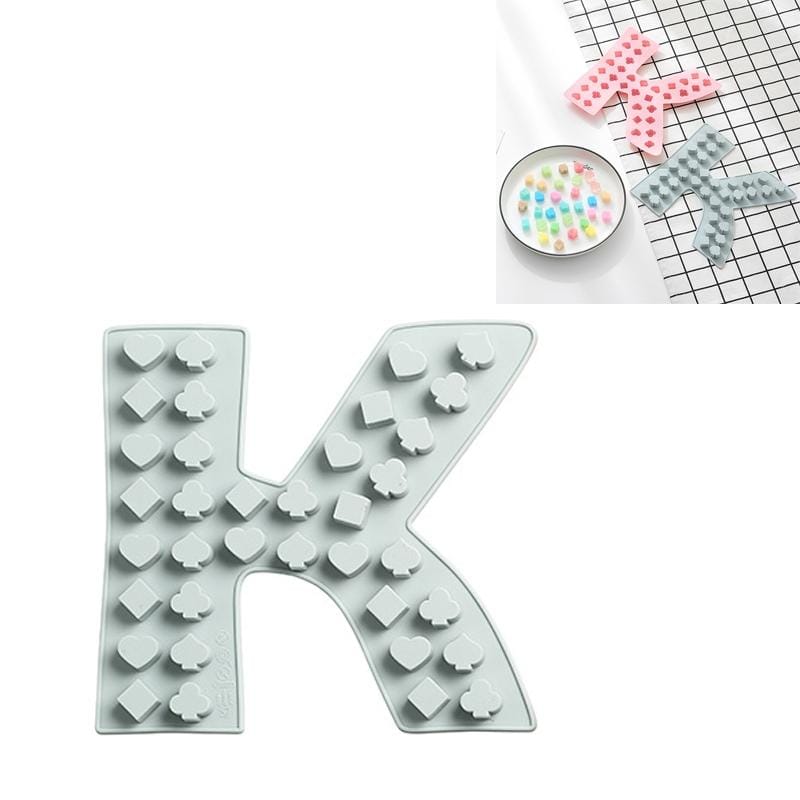 4 PCS DIY Silicone Ice Tray Mold Letter K Shape Chocolate Fudge Crystal Epoxy Mold (Blue)