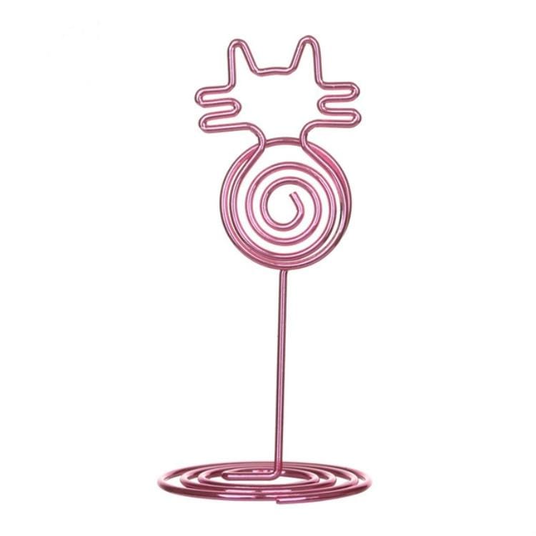 4 PCS Cartoon Cat Business Card Holder Metal Photo Clip Creative Desktop Note Clip (Pink)