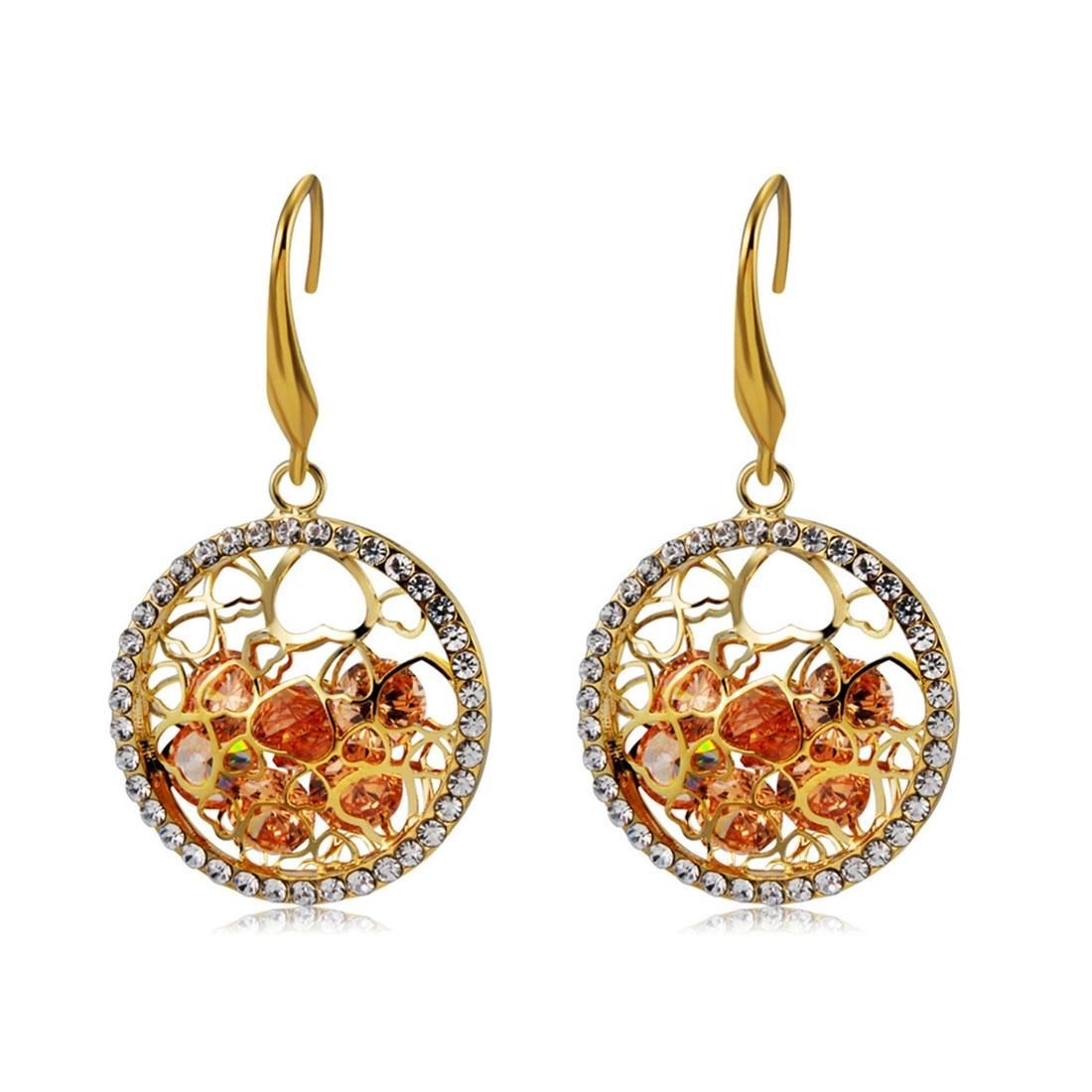 2 PCS Heart Style Crystal Round Earrings for Female