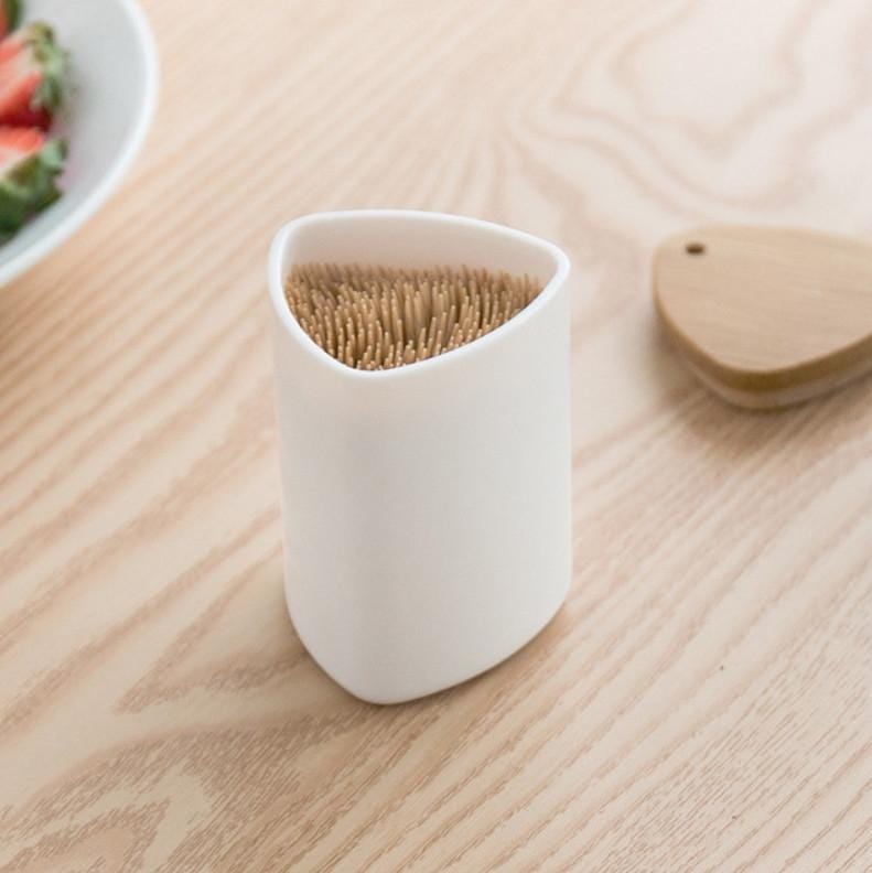 2 PCS Hotel Restaurant Simple Bamboo Toothpick Holder Wood Toothpick Box with Lid