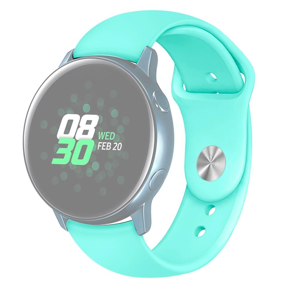 For Samsung Galaxy Watch Active2 Bluetooth Version 40mm Smart Watch Solid Color Silicone Wrist Strap Watchband, Size:S (Mint Green)