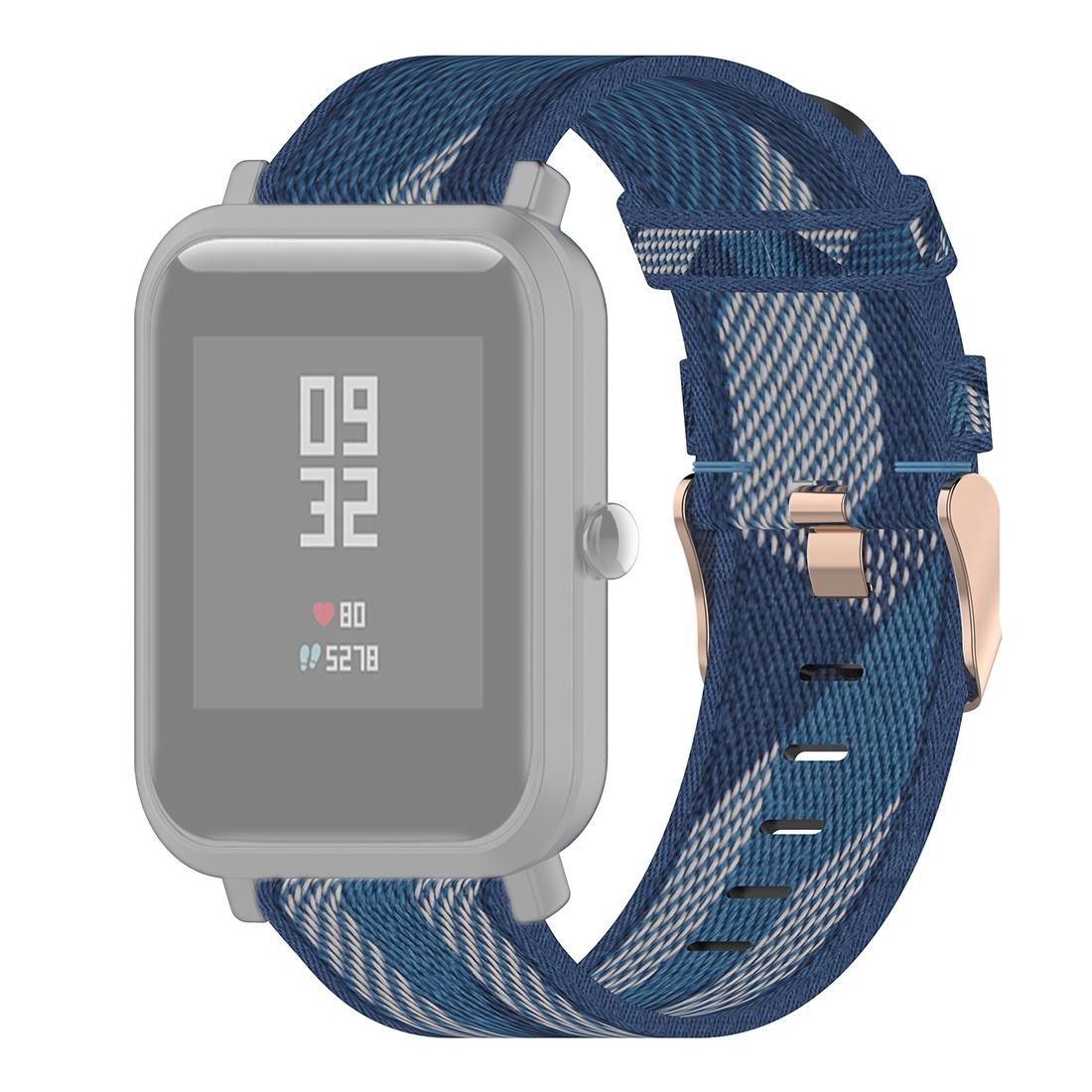 20mm Stripe Weave Nylon Wrist Strap Watch Band for Huami Amazfit GTR 42mm / GTS / BIP / BIP Lite (Blue)