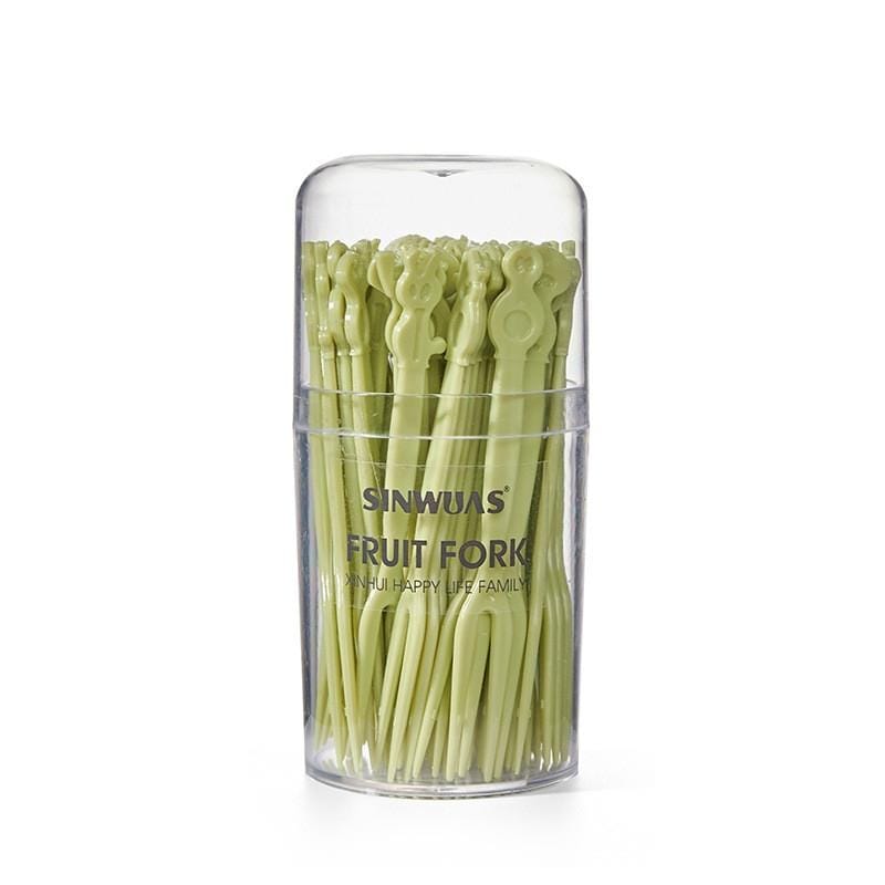 5 Boxes Fruit Fork Set Household Dessert Fruit Toothpicks Disposable Plastic Cake Fork (Green)