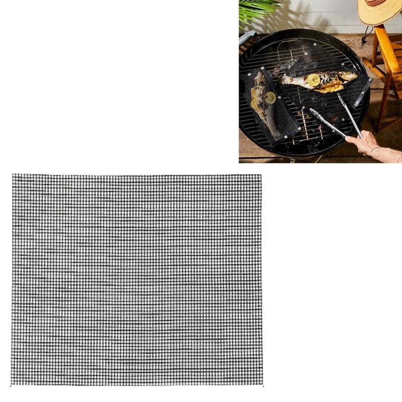 3 PCS Non-Stick Grid Sheet Teflon Barbecue Mat Grill Grid Mat, Size:36x42 cm (Black)
