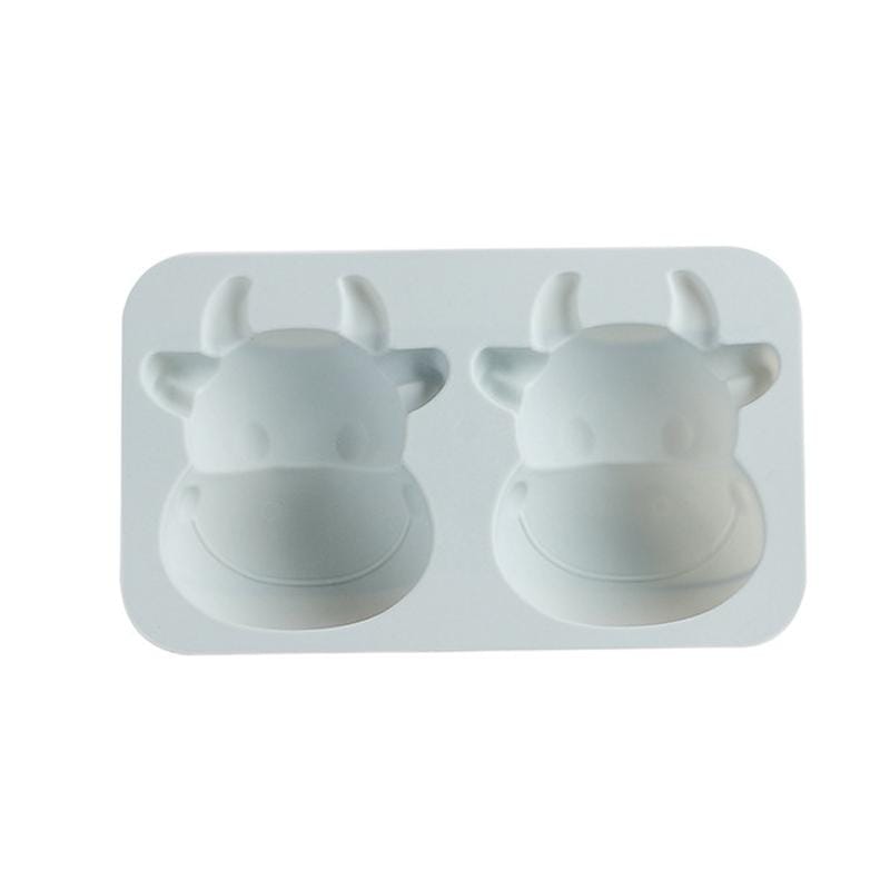 4 PCS Cow Head Silicone Cake Mold Baking Tool Ice Cube Handmade Soap Chocolate Mold (Blue)