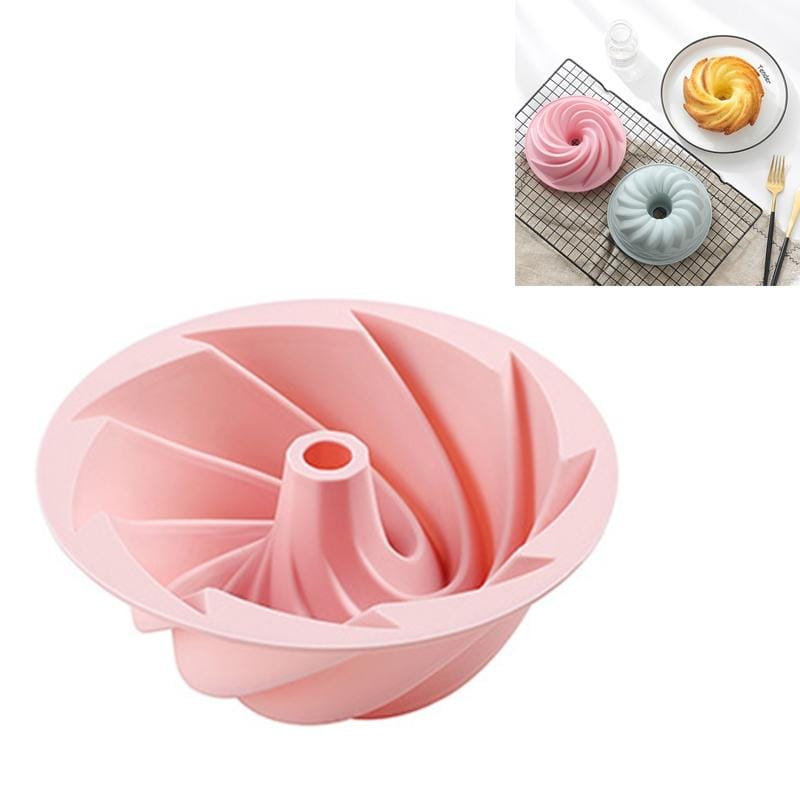 4 PCS Chiffon Cake Mold Household Steamable Silicone Non-stick Baking Tools, Style:Rotary Savarin Bakeware (Pink)