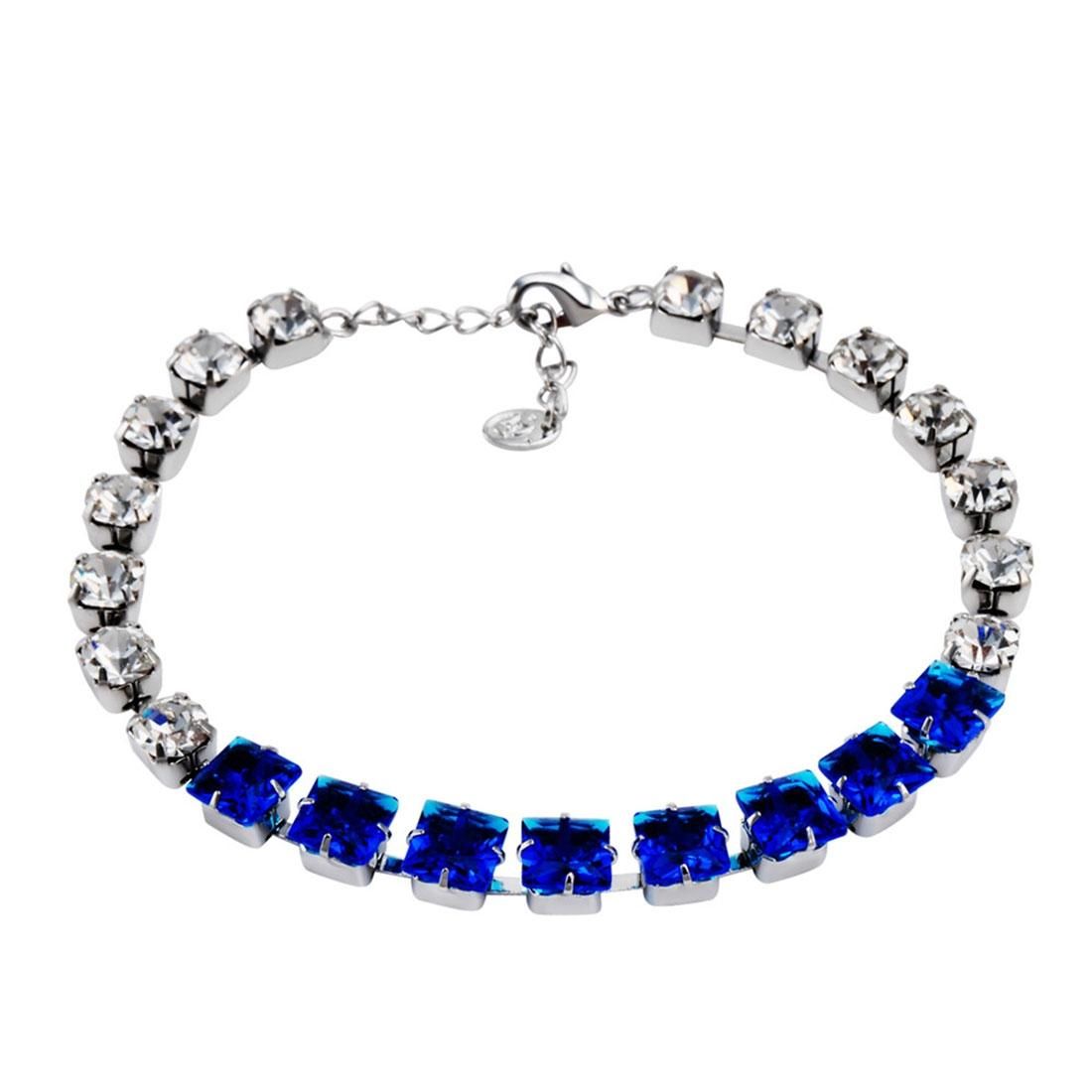 Classic Blue Crystal Rhinestone Bracelet for Female, Chain Length: 20.5cm