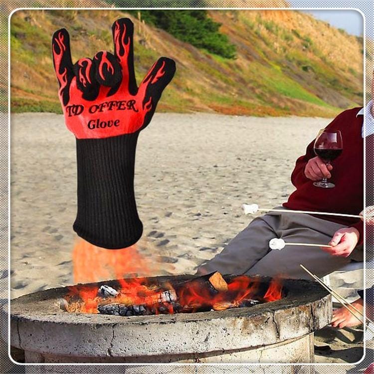 2 Layer Fire Protection Portable Silicone Anti-skidding High Temperature Resistance Cooking Baking Barbecue Gloves