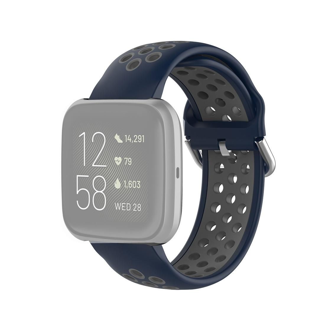 For Fitbit Versa 2 / Versa / Versa Lite 23mm Clasp Two Color Sport Wrist Strap Watchband (Blue + Grey)