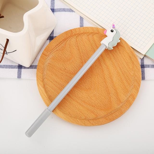 4 PCS Cartoon Unicorn Neutral Student Pen (Grey)