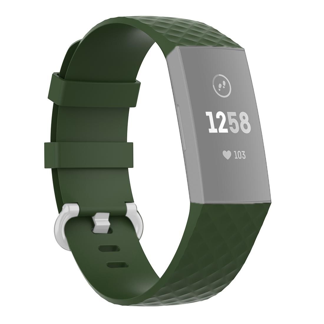 18mm Silver Color Buckle TPU Wrist Strap Watch Band for Fitbit Charge 4 / Charge 3 / Charge 3 SE, Size: L (Olive Green)