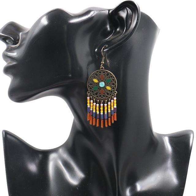 3 Pairs Vintage Bohemian National Style Earrings Long Mizhu Tassel Earrings Women (HQEF-1927)