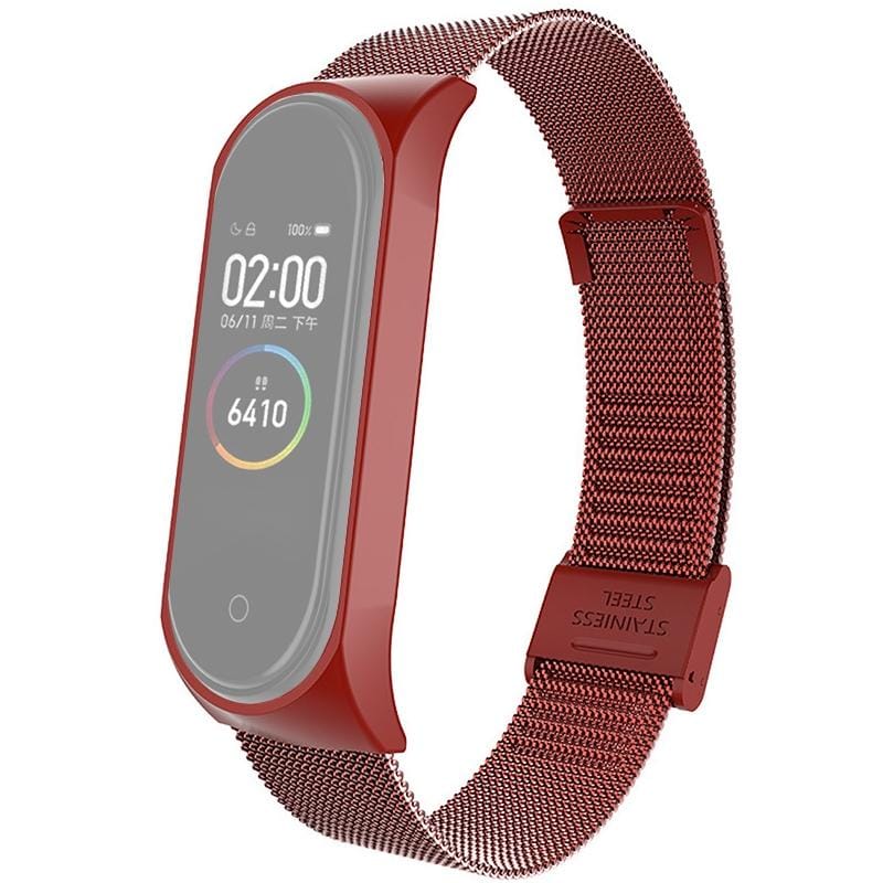 For Xiaomi Mi Band 4 / 3 Milanese Metal Replacement Strap Watchband, Color:Red