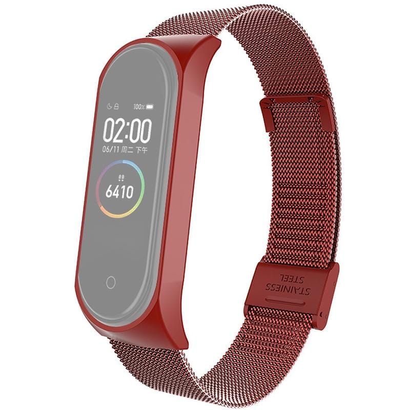 For Xiaomi Mi Band 4 / 3 Milanese Metal Replacement Strap Watchband, Color:Red